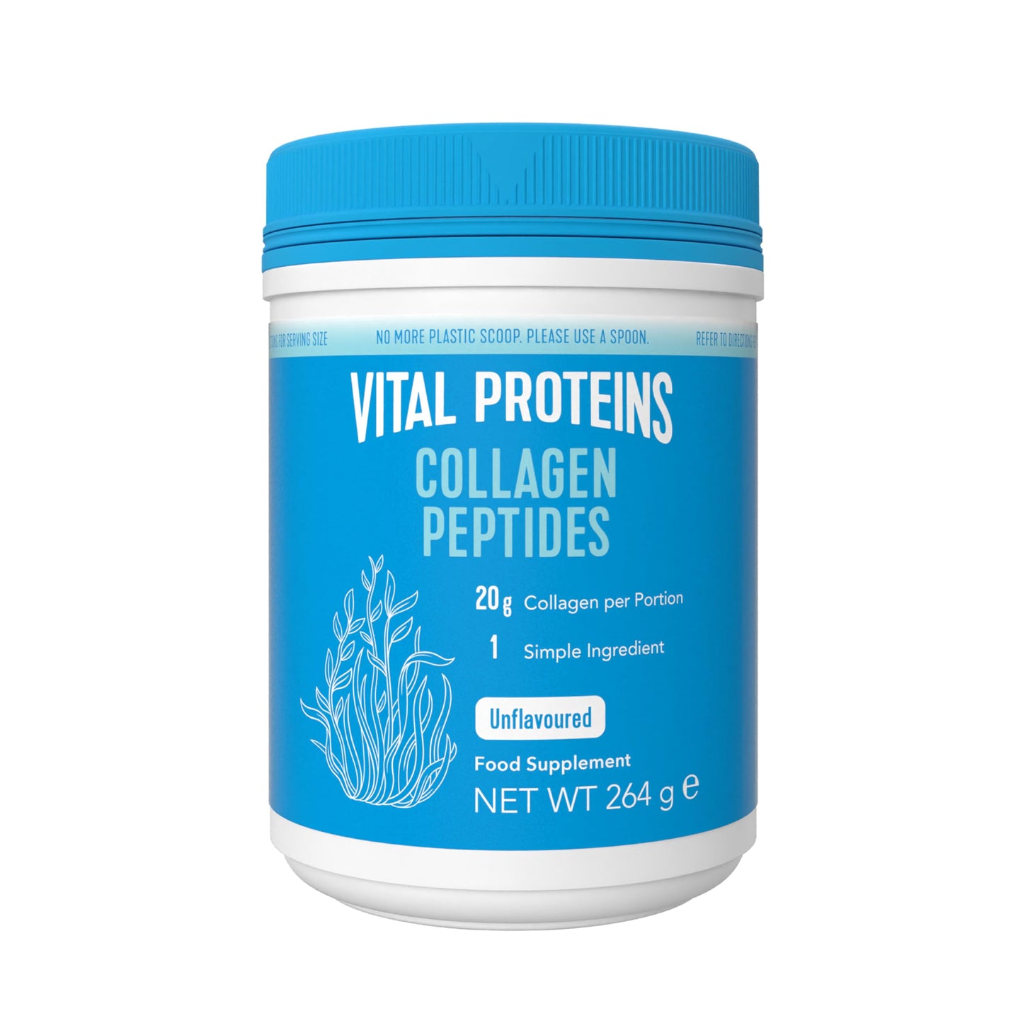 Vital Proteins Péptidos de Colágeno, complemento alimenticio en polvo, colágeno hidrolizado (Tipo I, III), sin sabor, para la piel, cabello, uñas, sin gluten, 20 g por dosis, 264g