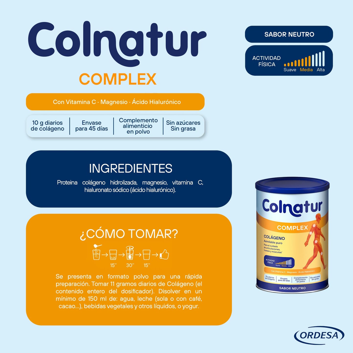 Colnatur Complex Neutro | 330g | Colágeno con Magnesio y Vitamina C para Músculos y Articulaciones