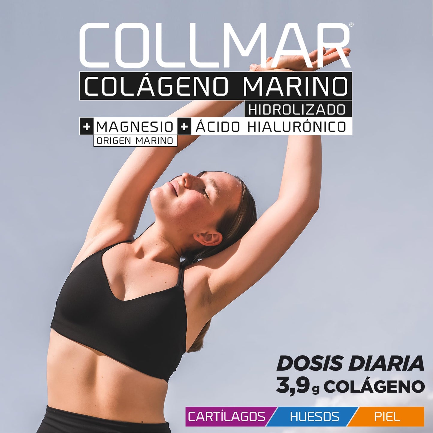 Drasanvi COLLMAR Colágeno Marino Hidrolizado con Ácido Hialurónico, Magnesio, Vitamina C natural | para cartílagos, huesos y piel | Alta dosis 3.900 mg/día | 180 comp = 30 días | Sabor vainilla