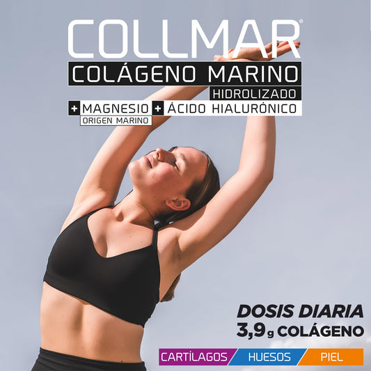 Drasanvi COLLMAR Colágeno Marino Hidrolizado con Ácido Hialurónico, Magnesio, Vitamina C natural | para cartílagos, huesos y piel | Alta dosis 3.900 mg/día | 180 comp = 30 días | Sabor vainilla