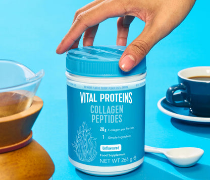 Vital Proteins Péptidos de Colágeno, complemento alimenticio en polvo, colágeno hidrolizado (Tipo I, III), sin sabor, para la piel, cabello, uñas, sin gluten, 20 g por dosis, 264g
